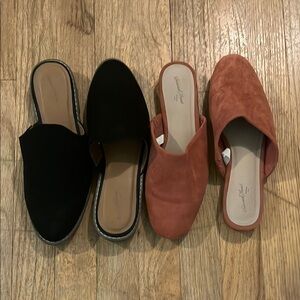 Universal Thread Black and Orange Mules Comfortable Slip-On Style